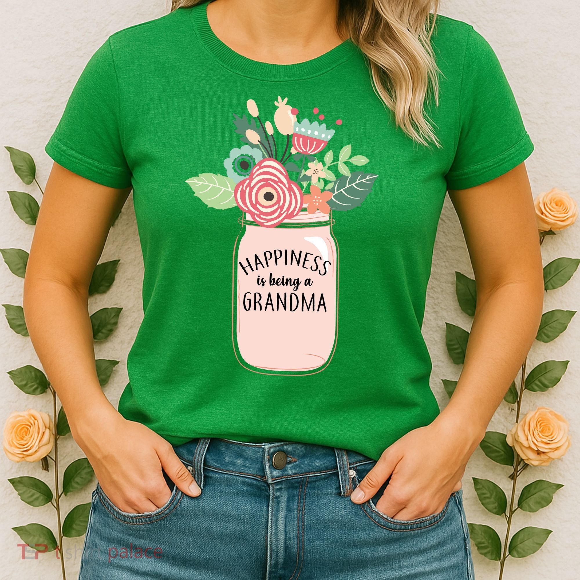 Happiness Is Being A Grandma Flower Women's T-Shirt