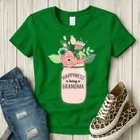 Happiness Is Being A Grandma Flower Women's T-Shirt thumb 3