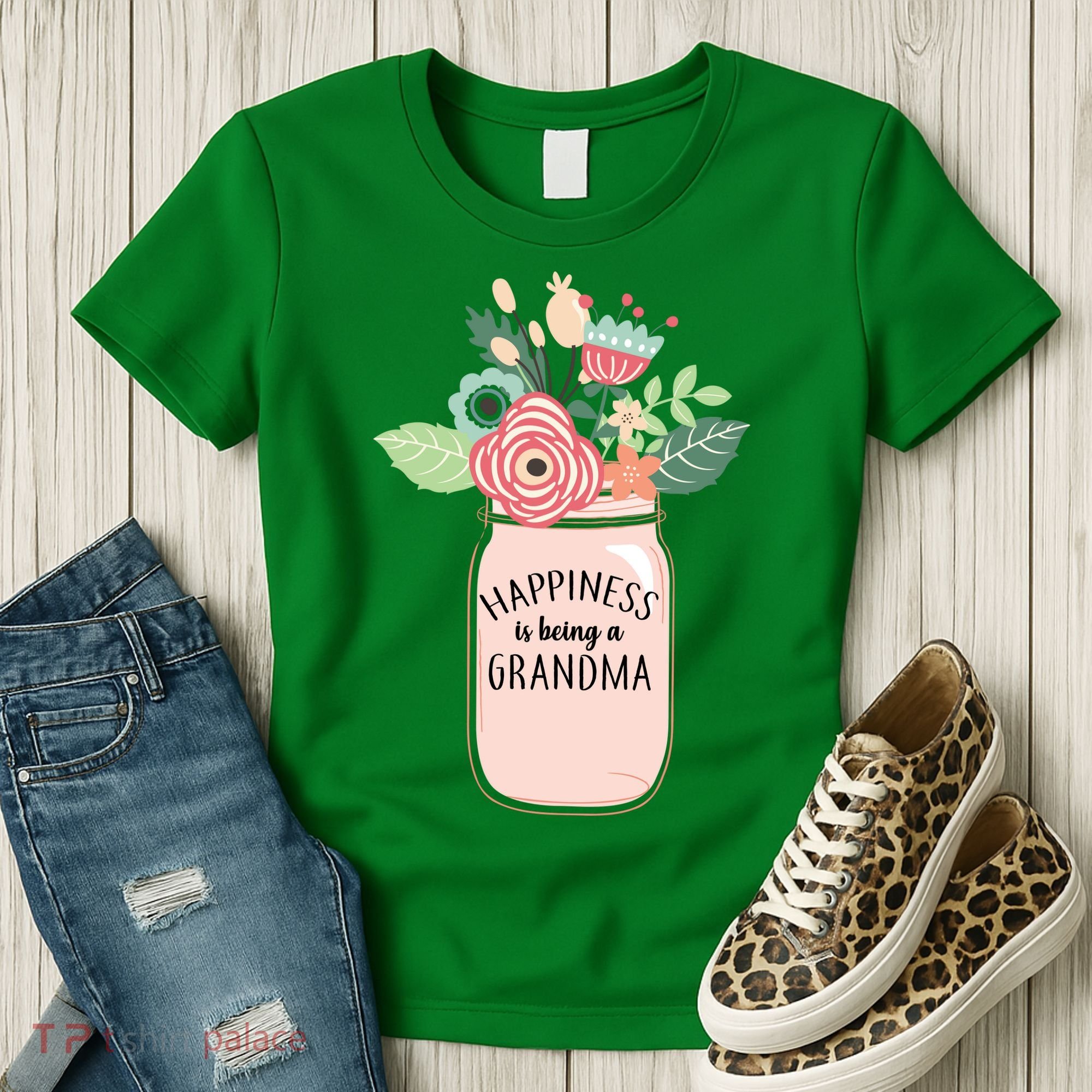 Happiness Is Being A Grandma Flower Women's T-Shirt