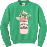 Happiness Is Being A Grandma Flower Kids Sweatshirt thumb 0
