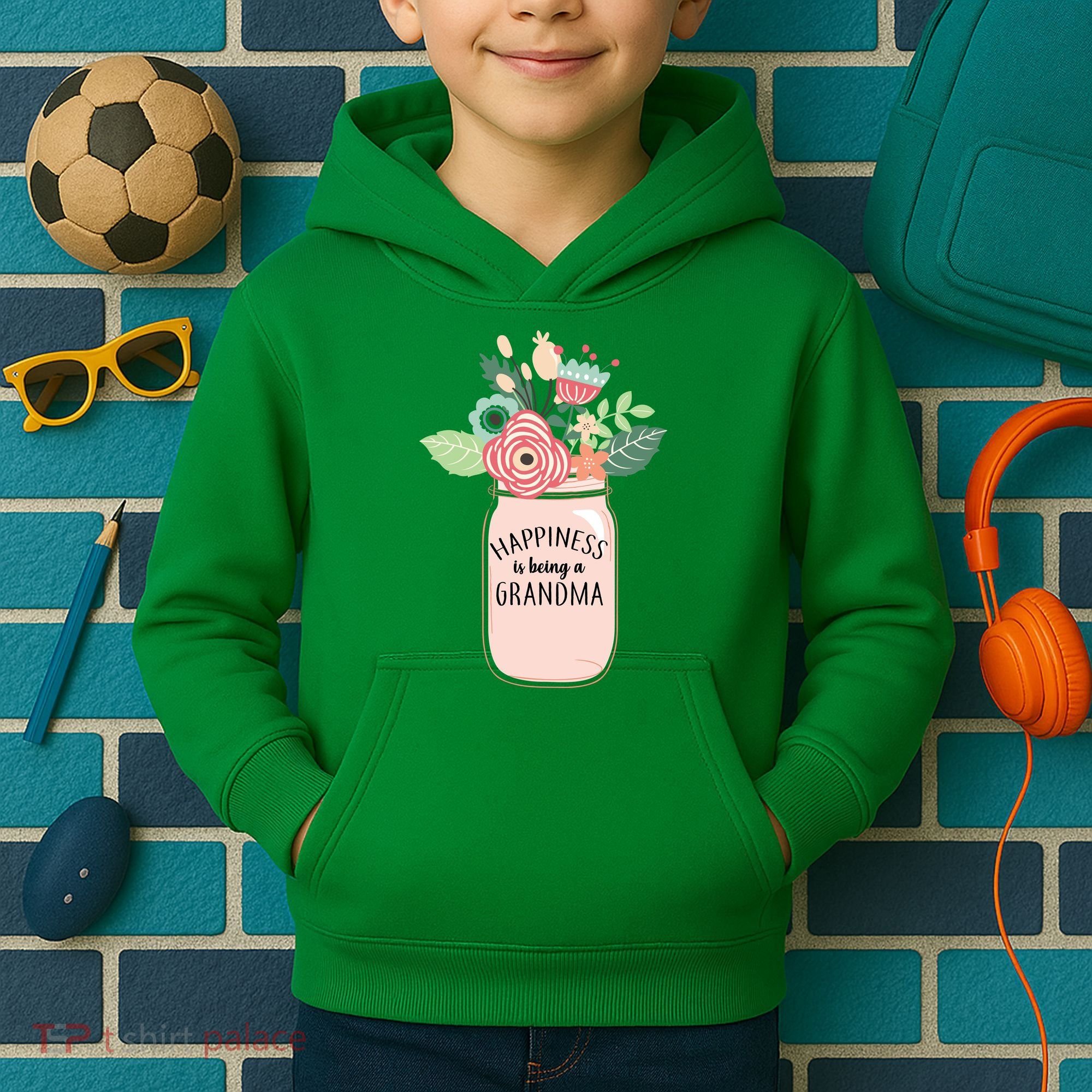 Happiness Is Being A Grandma Flower Kids Hoodie