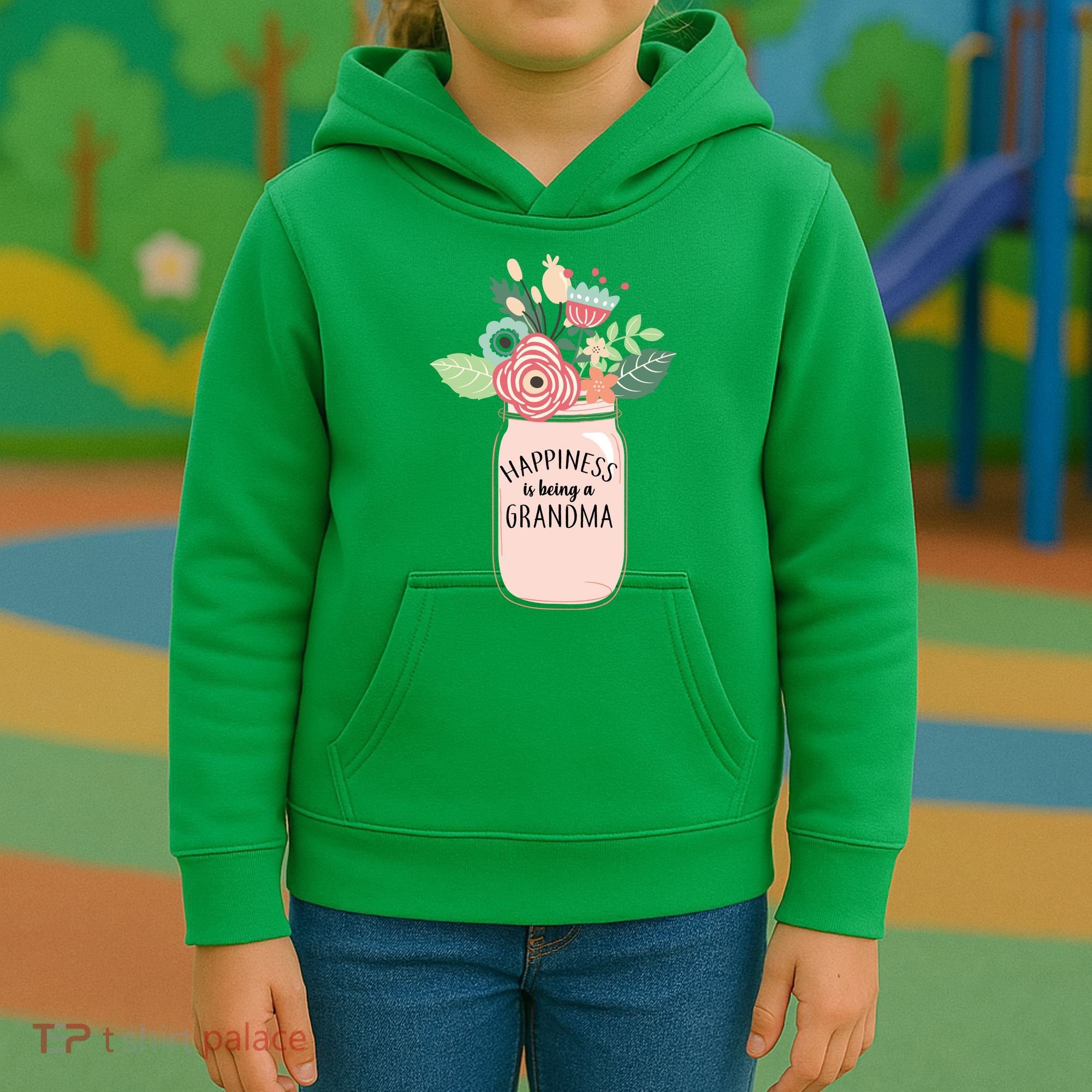 Happiness Is Being A Grandma Flower Kids Hoodie