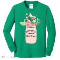 Happiness Is Being A Grandma Flower Kids Long Sleeve Shirt thumb 0