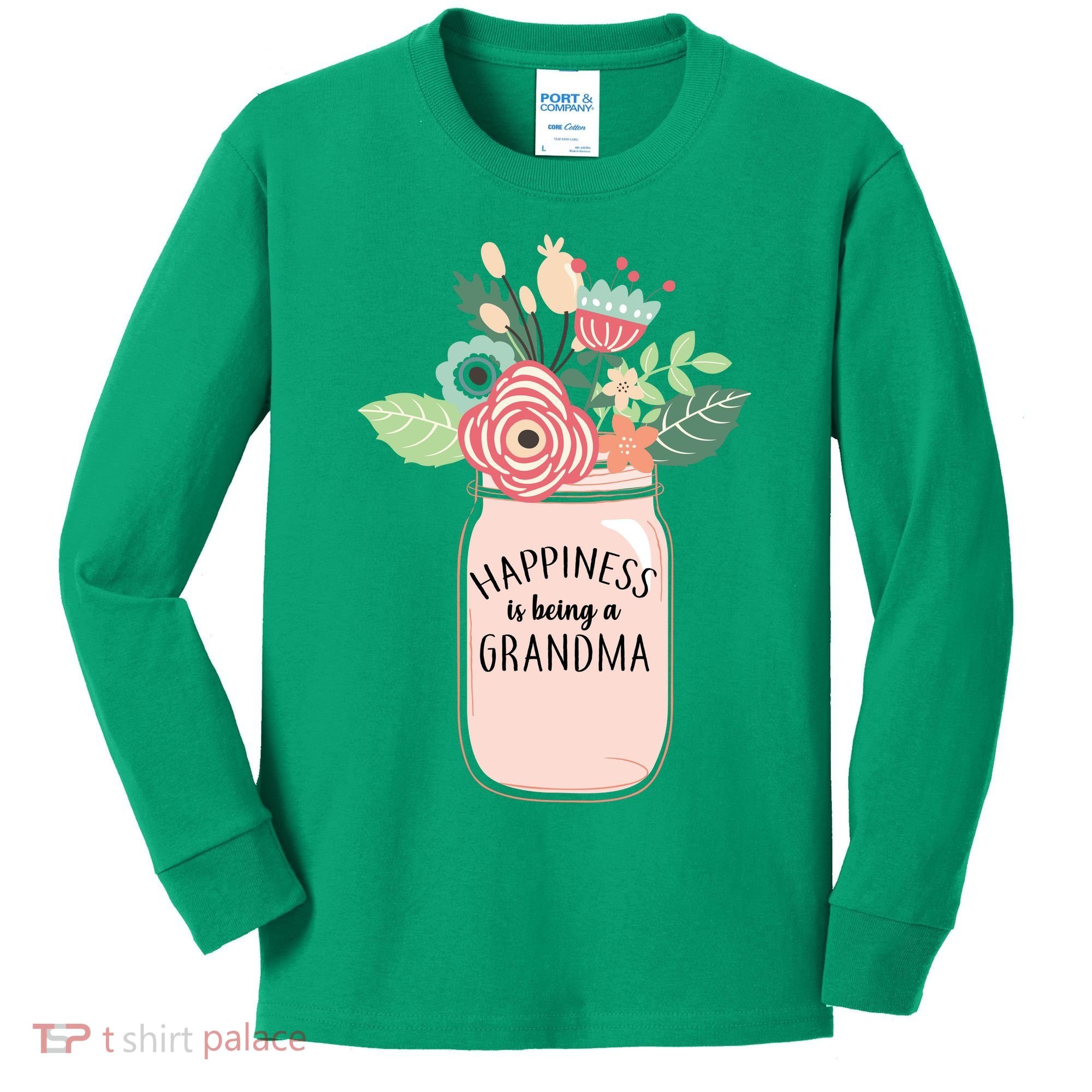 Happiness Is Being A Grandma Flower Kids Long Sleeve Shirt