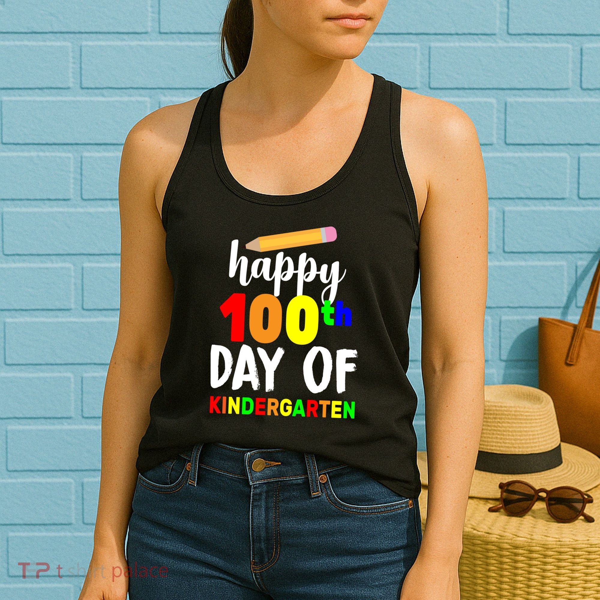 Happy 100th Day Of Kindergarten Pencil Women's Tank Top