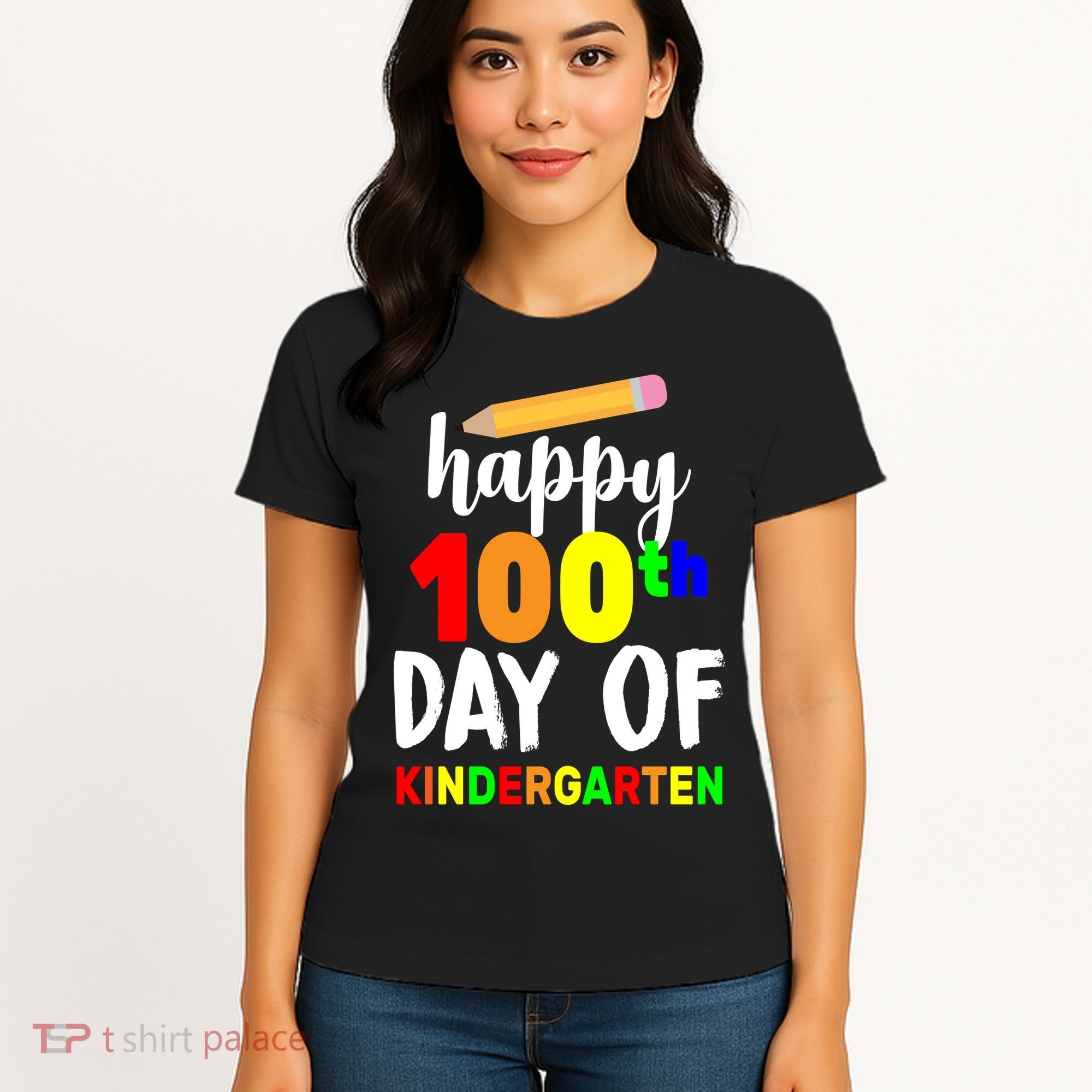 Happy 100th Day Of Kindergarten Pencil Women's T-Shirt