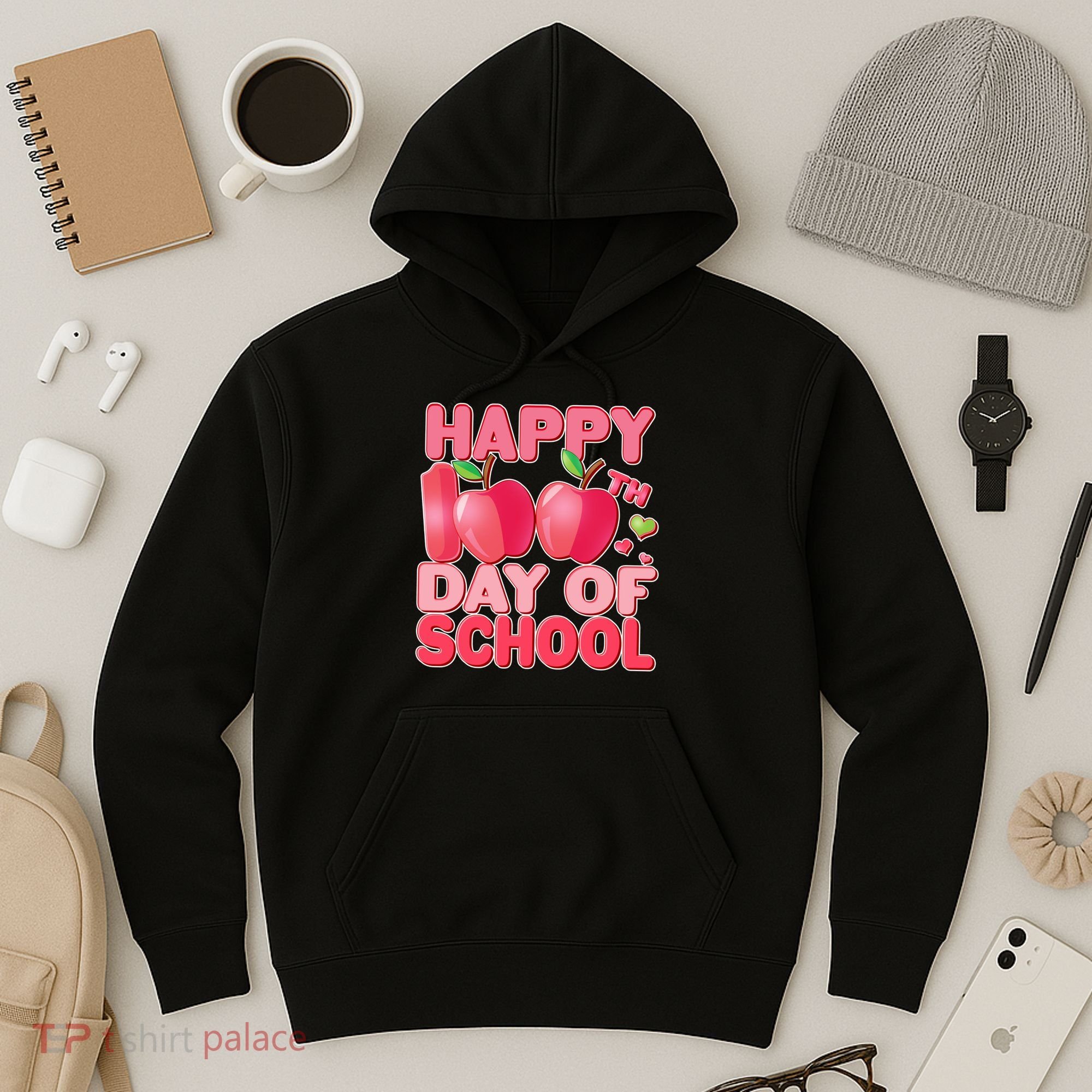 Happy 100th Day of School Cute Apples Hoodie
