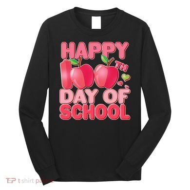 Happy 100th Day of School Cute Apples Long Sleeve Shirt