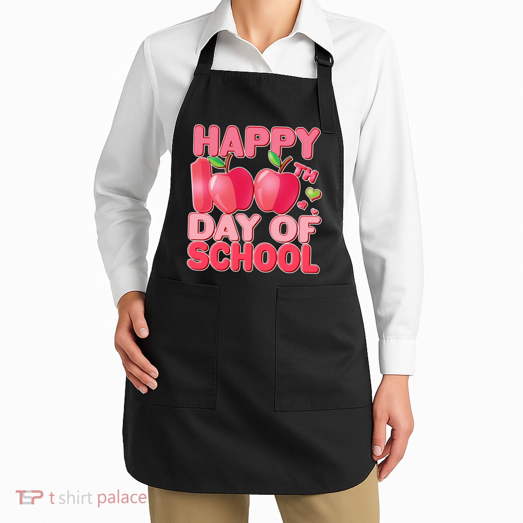 Happy 100th Day of School Cute Apples Apron