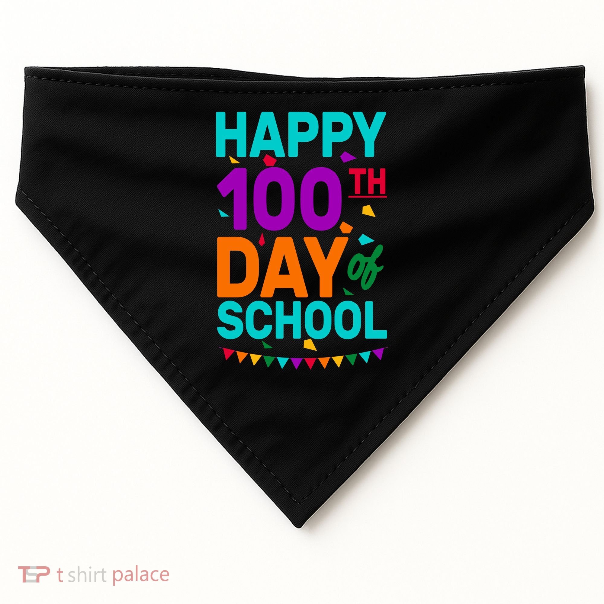 Happy 100th Day Of School For Teacher Or Child USA-Made Doggie Bandana