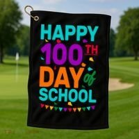 Happy 100th Day Of School For Teacher Or Child Golf Towel thumb 1