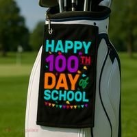 Happy 100th Day Of School For Teacher Or Child Golf Towel thumb 2