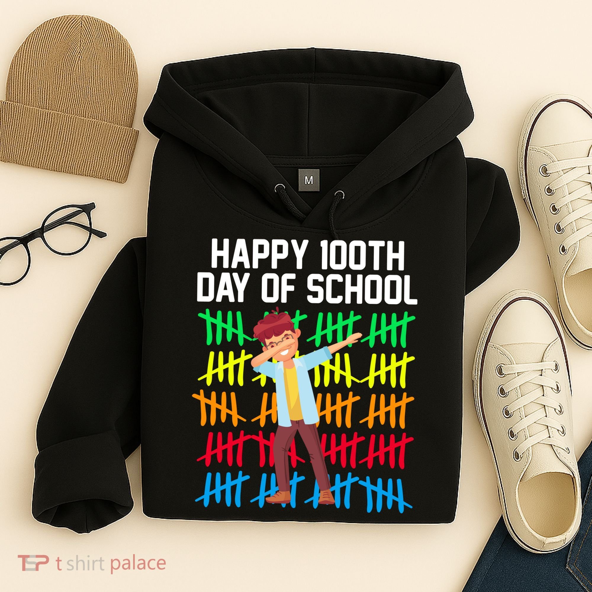 Happy 100th Day Of School Tally Marks Hoodie