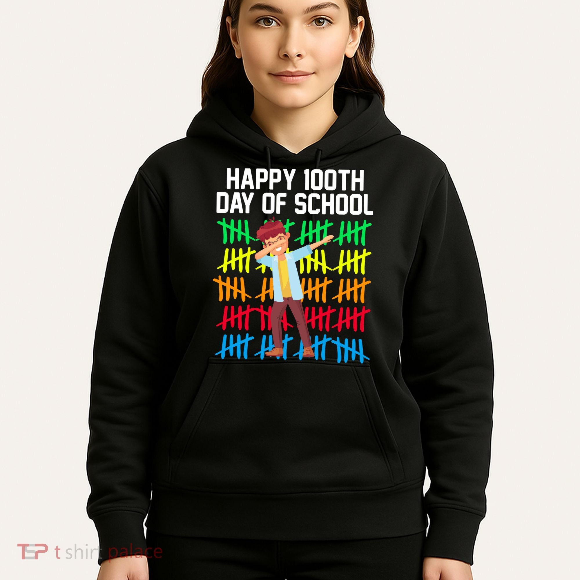 Happy 100th Day Of School Tally Marks Hoodie