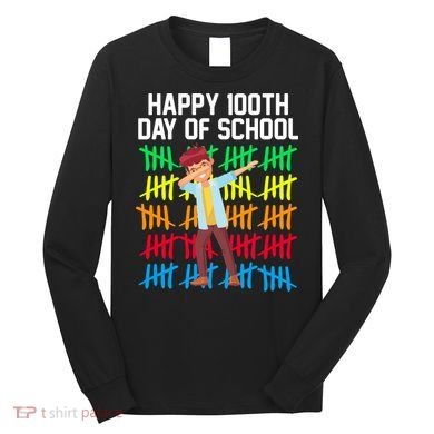 Happy 100th Day Of School Tally Marks Long Sleeve Shirt