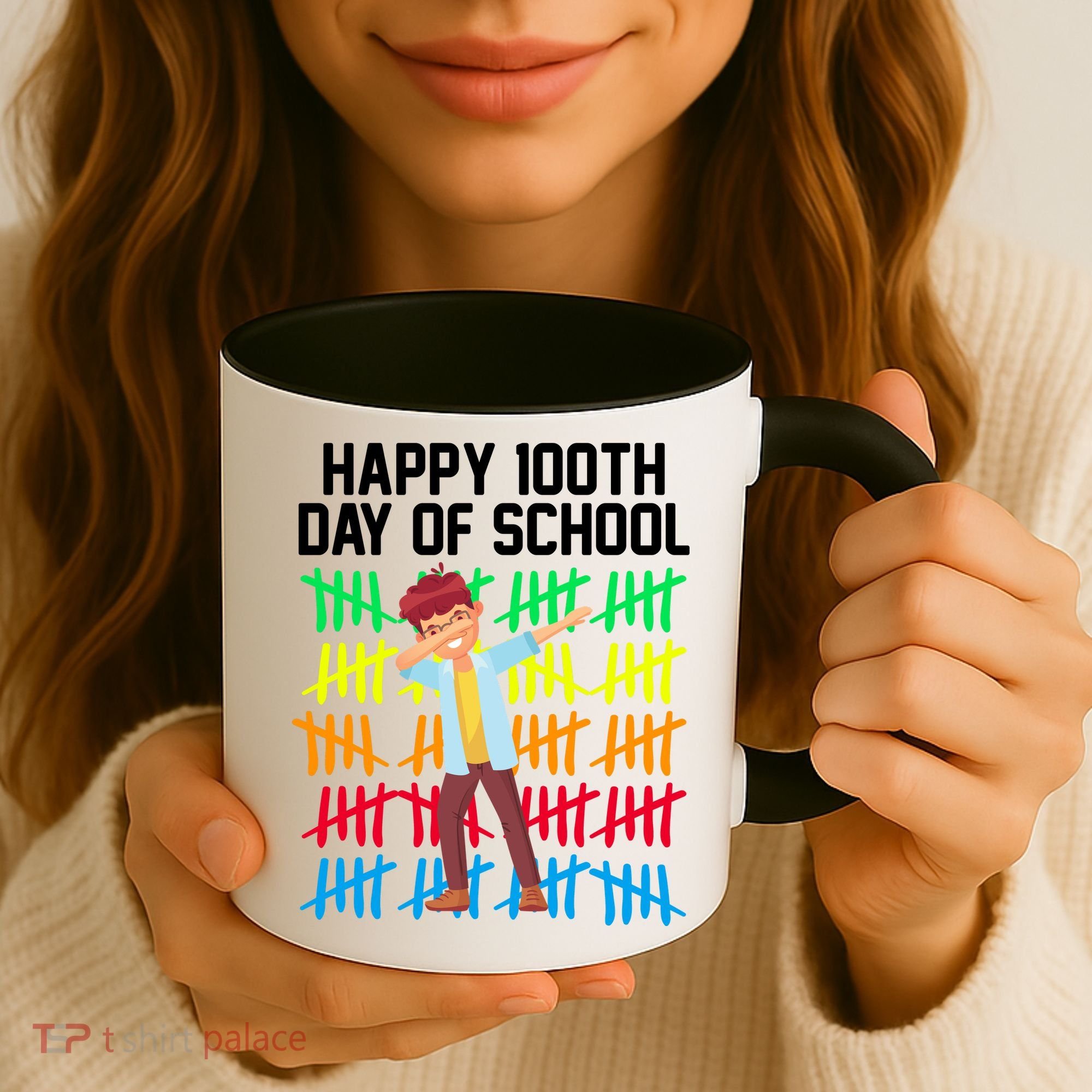 Happy 100th Day Of School Tally Marks Coffee Mug