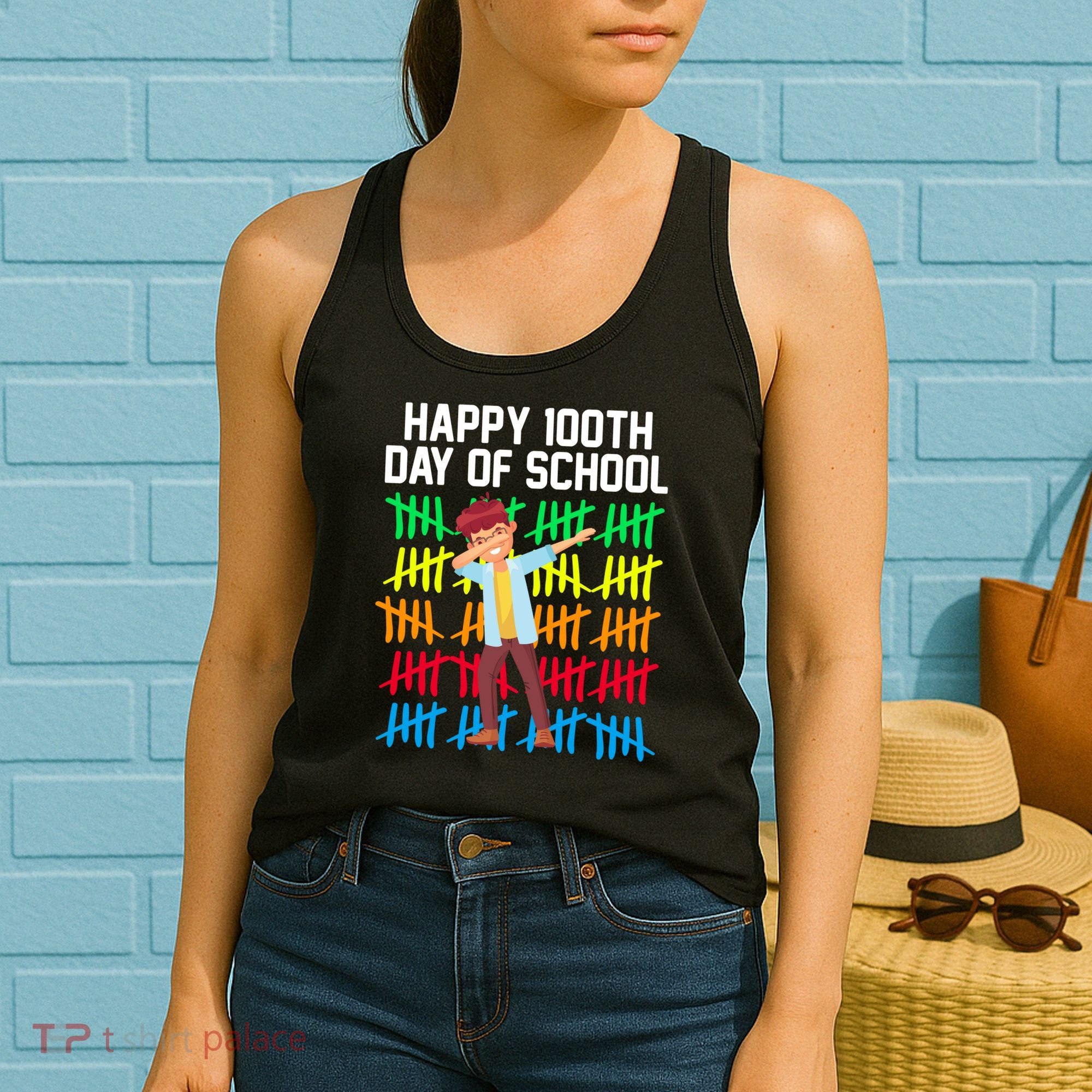 Happy 100th Day Of School Tally Marks Women's Tank Top