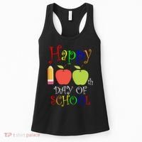 Happy 100th Day Of School Teachers Apple Women's Tank Top thumb 0