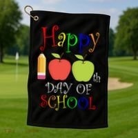 Happy 100th Day Of School Teachers Apple Golf Towel thumb 1