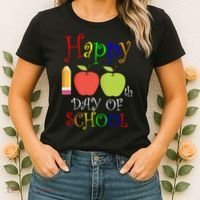 Happy 100th Day Of School Teachers Apple Women's T-Shirt thumb 2