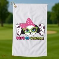 Happy 101 Days Of School Dalmatian Dog Golf Towel thumb 1