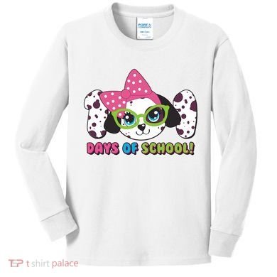 Happy 101 Days Of School Dalmatian Dog Kids Long Sleeve Shirt
