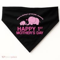 Happy 1st Mothers Day Cute Elephant USA-Made Doggie Bandana thumb 0