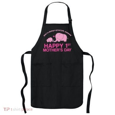 Happy 1st Mothers Day Cute Elephant Apron