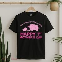 Happy 1st Mothers Day Cute Elephant T-Shirt thumb 2