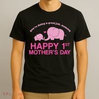 Happy 1st Mothers Day Cute Elephant T-Shirt thumb 3