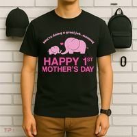 Happy 1st Mothers Day Cute Elephant T-Shirt thumb 6