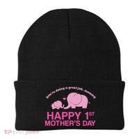 Happy 1st Mothers Day Cute Elephant Beanie thumb 0