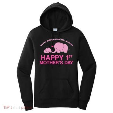 Happy 1st Mothers Day Cute Elephant Women's Hoodie