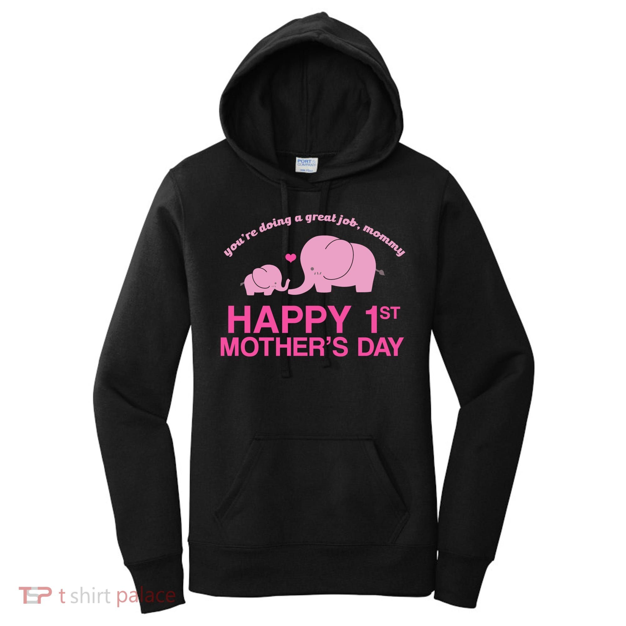 Happy 1st Mothers Day Cute Elephant Women's Hoodie
