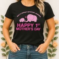 Happy 1st Mothers Day Cute Elephant Women's T-Shirt thumb 2