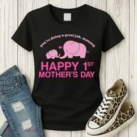 Happy 1st Mothers Day Cute Elephant Women's T-Shirt thumb 3