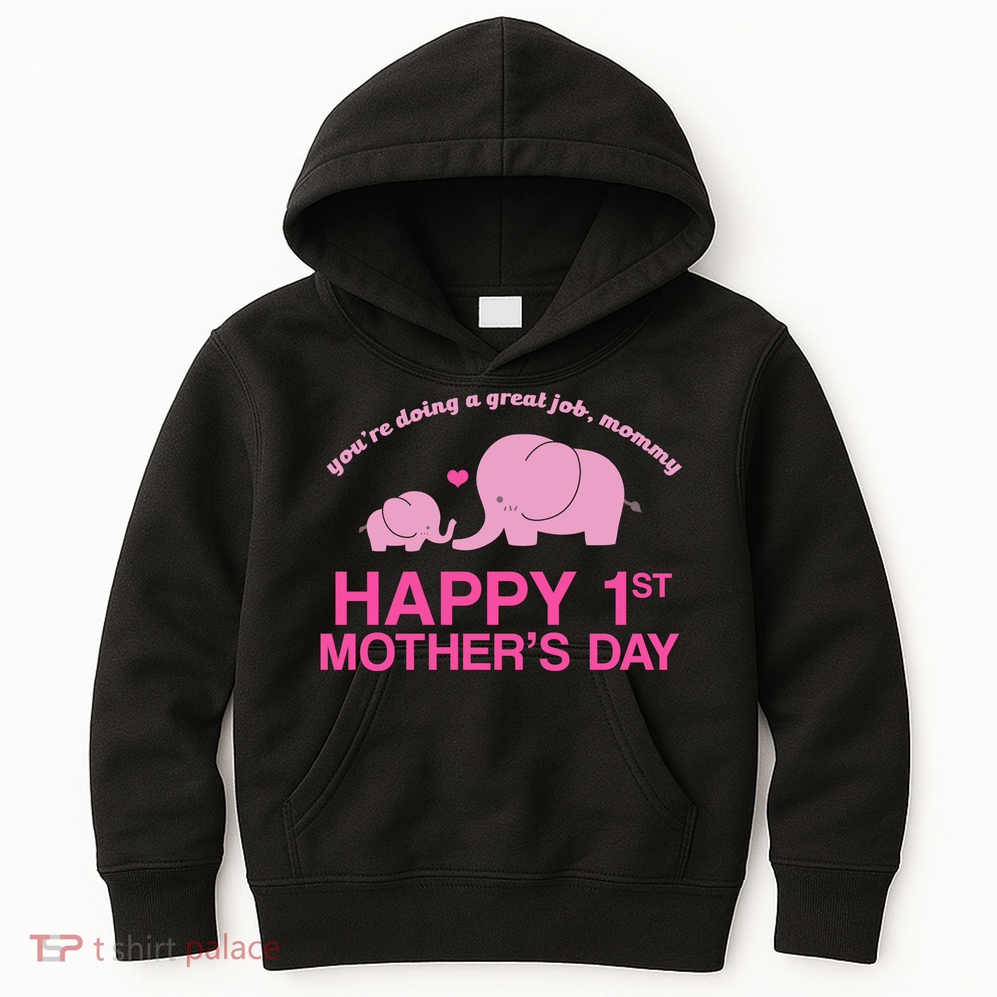 Happy 1st Mothers Day Cute Elephant Kids Hoodie