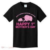 Happy 1st Mothers Day Cute Elephant Kids T-Shirt thumb 0