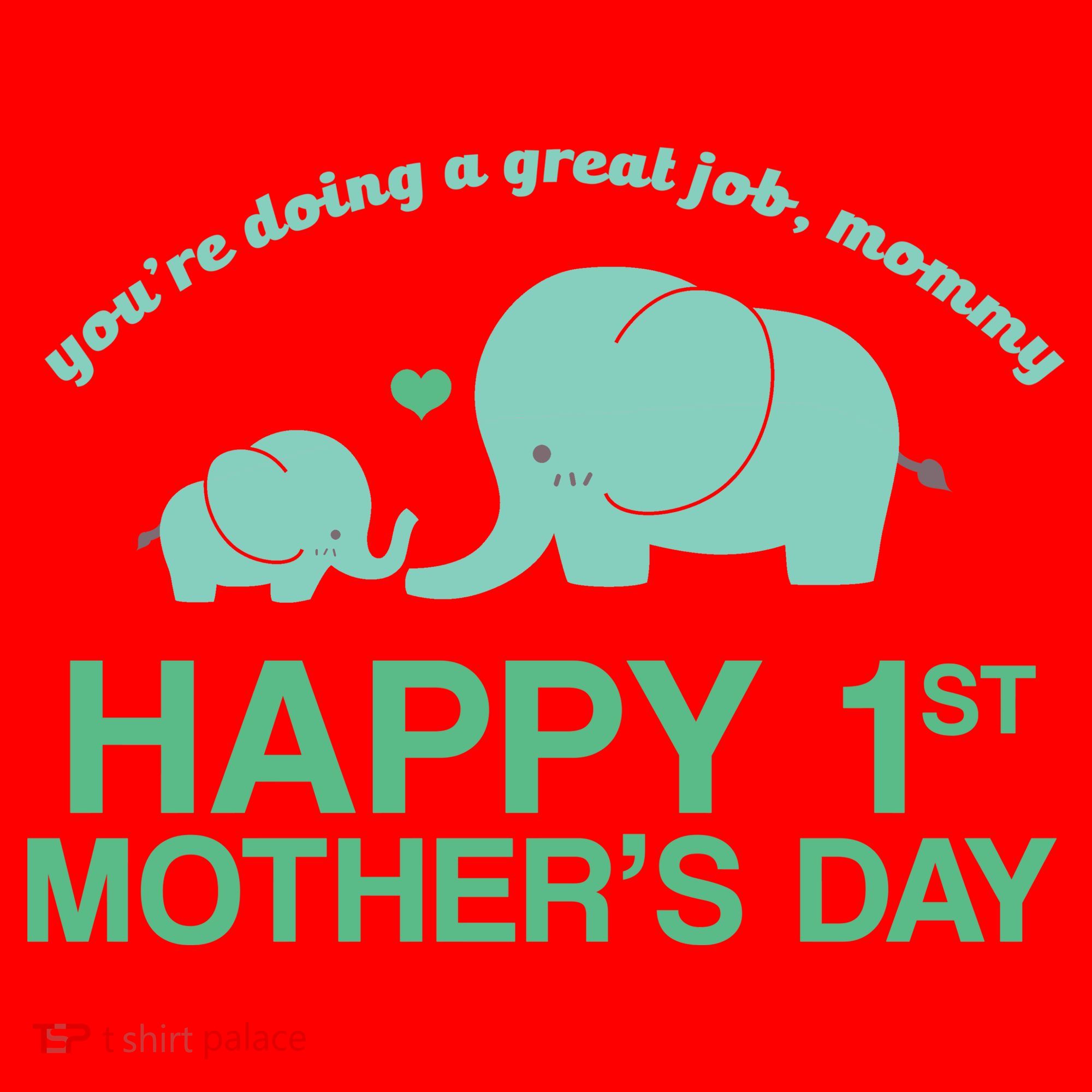 Happy 1st Mothers Day Cute Elephant Santa Hat