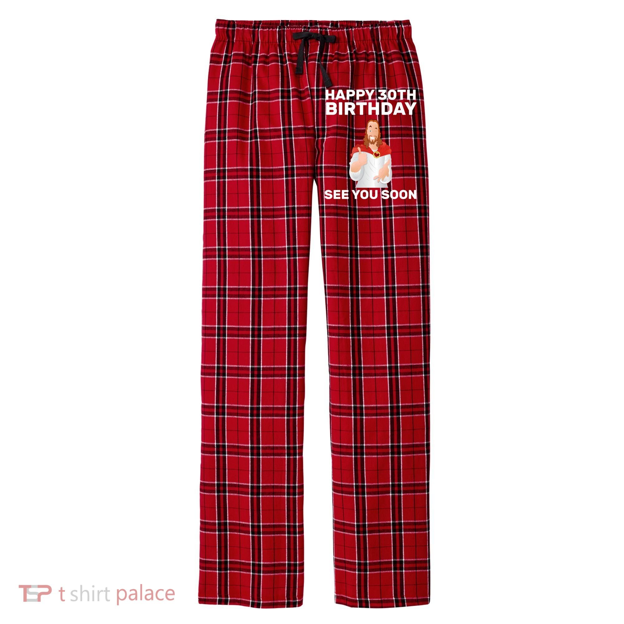 Happy 30th Birthday See You Soon Men's Flannel Plaid Pajama Pants