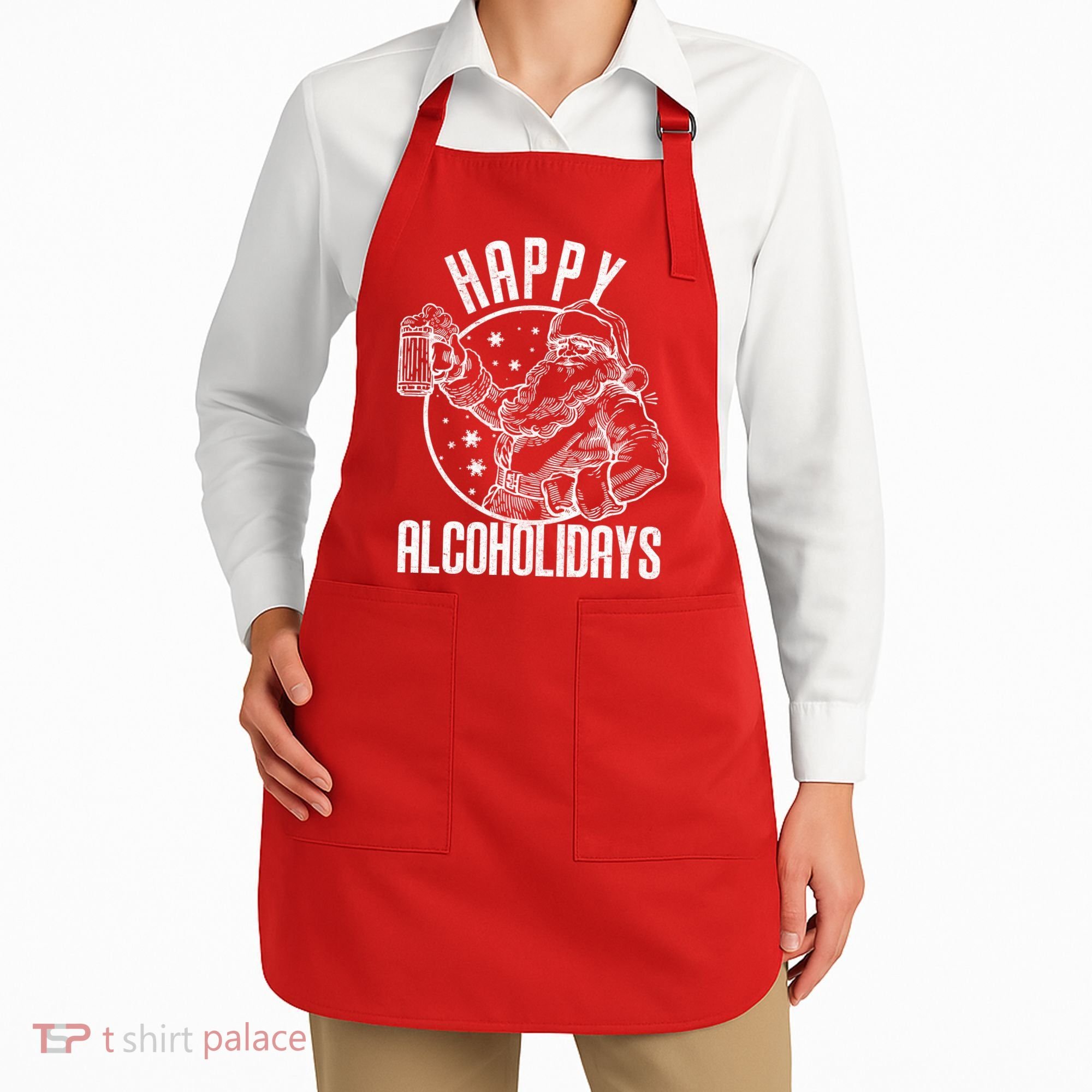 Happy Alcoholidays Christmas Santa Apron