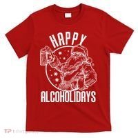 Happy Alcoholidays Christmas Santa T-Shirt thumb 0
