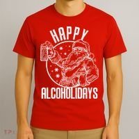 Happy Alcoholidays Christmas Santa T-Shirt thumb 3