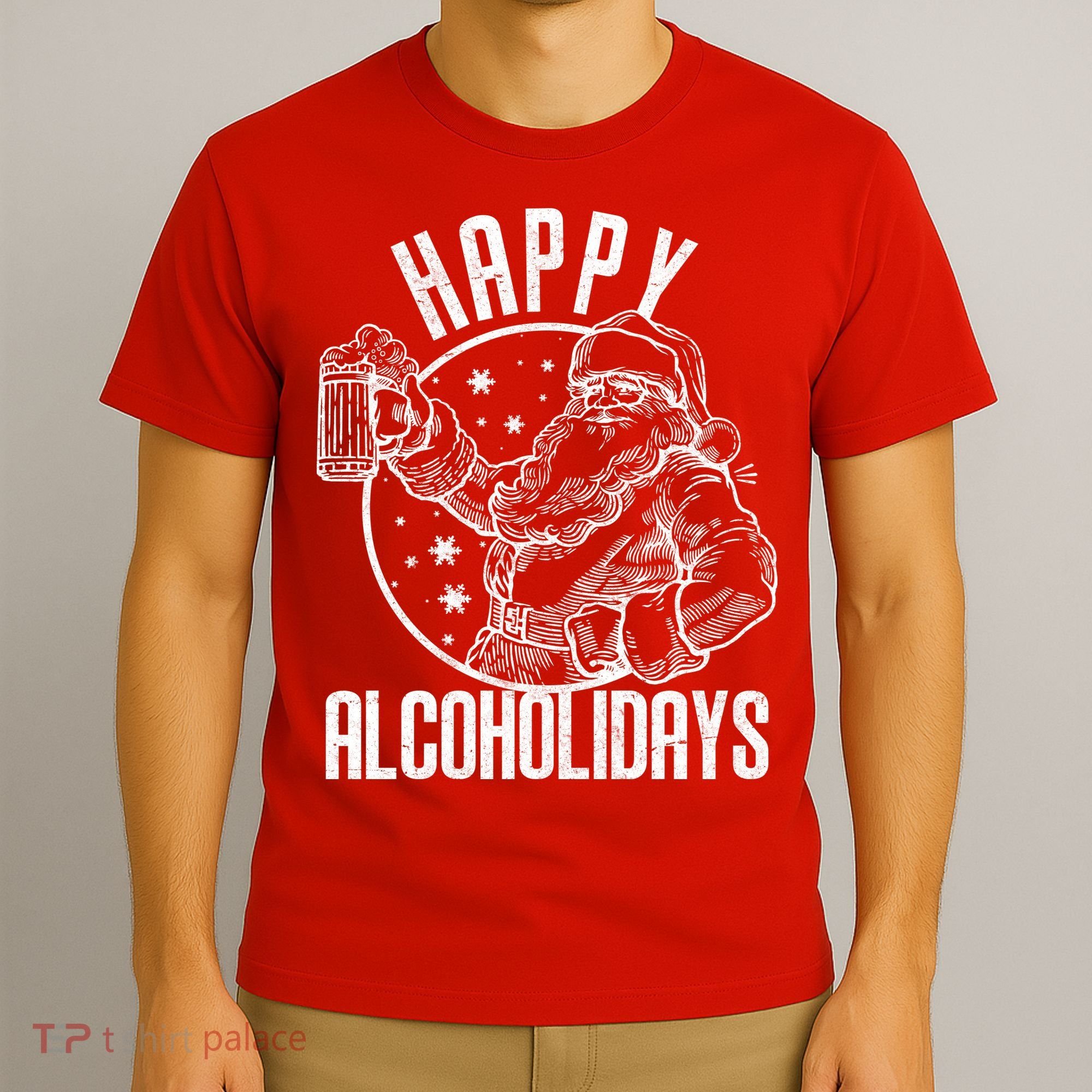 Happy Alcoholidays Christmas Santa T-Shirt