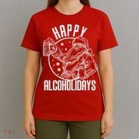 Happy Alcoholidays Christmas Santa T-Shirt thumb 4