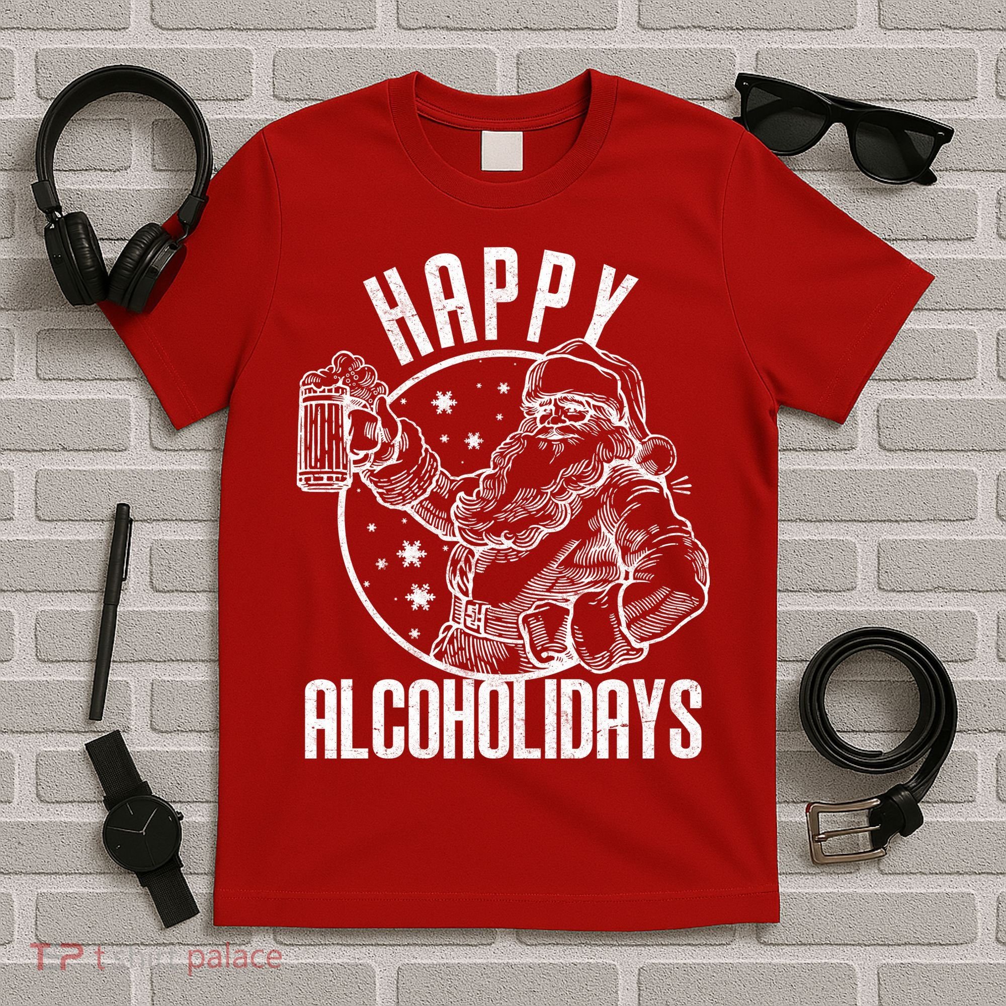 Happy Alcoholidays Christmas Santa T-Shirt