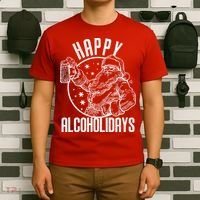 Happy Alcoholidays Christmas Santa T-Shirt thumb 6