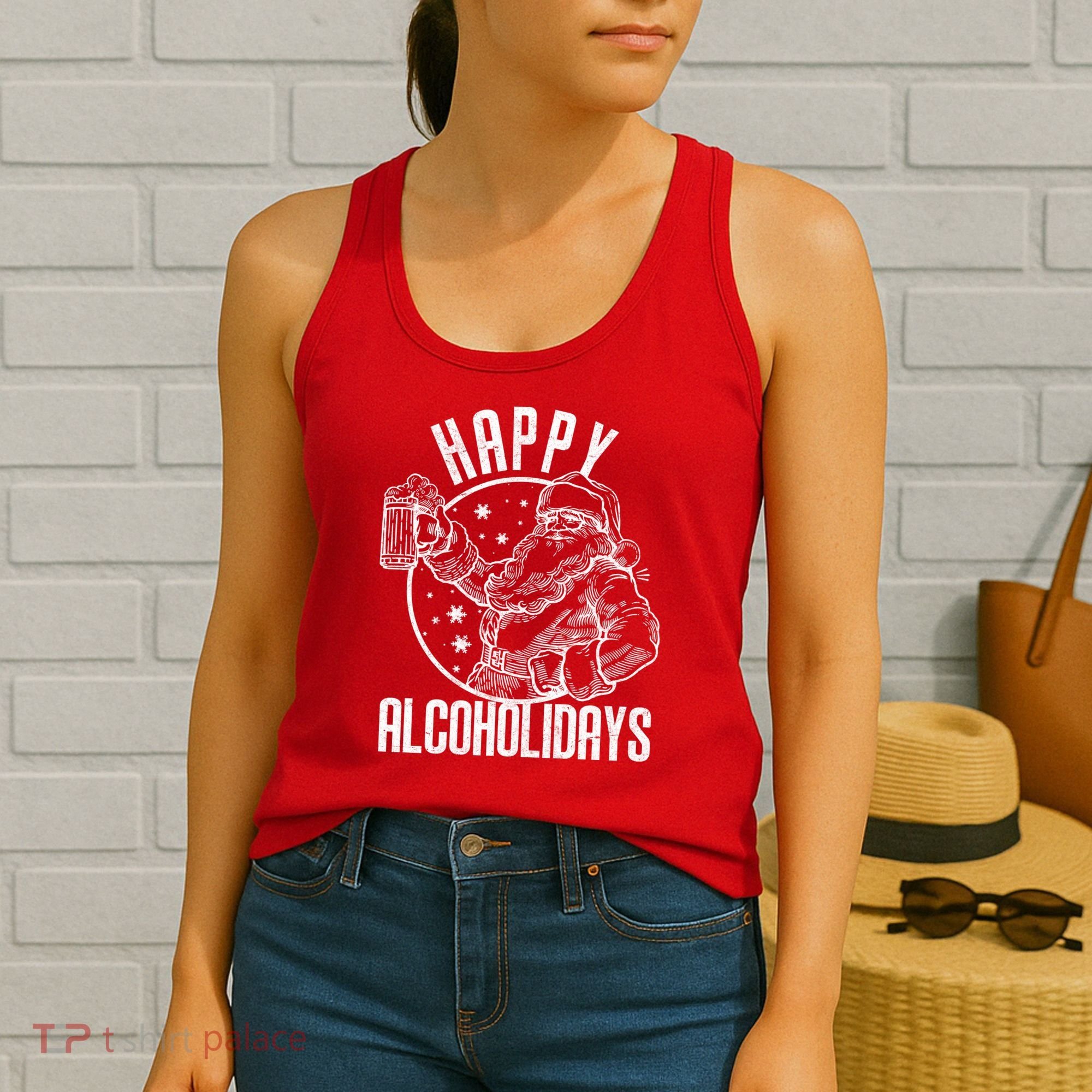 Happy Alcoholidays Christmas Santa Women's Tank Top