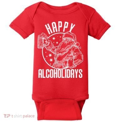 Happy Alcoholidays Christmas Santa Baby Bodysuit