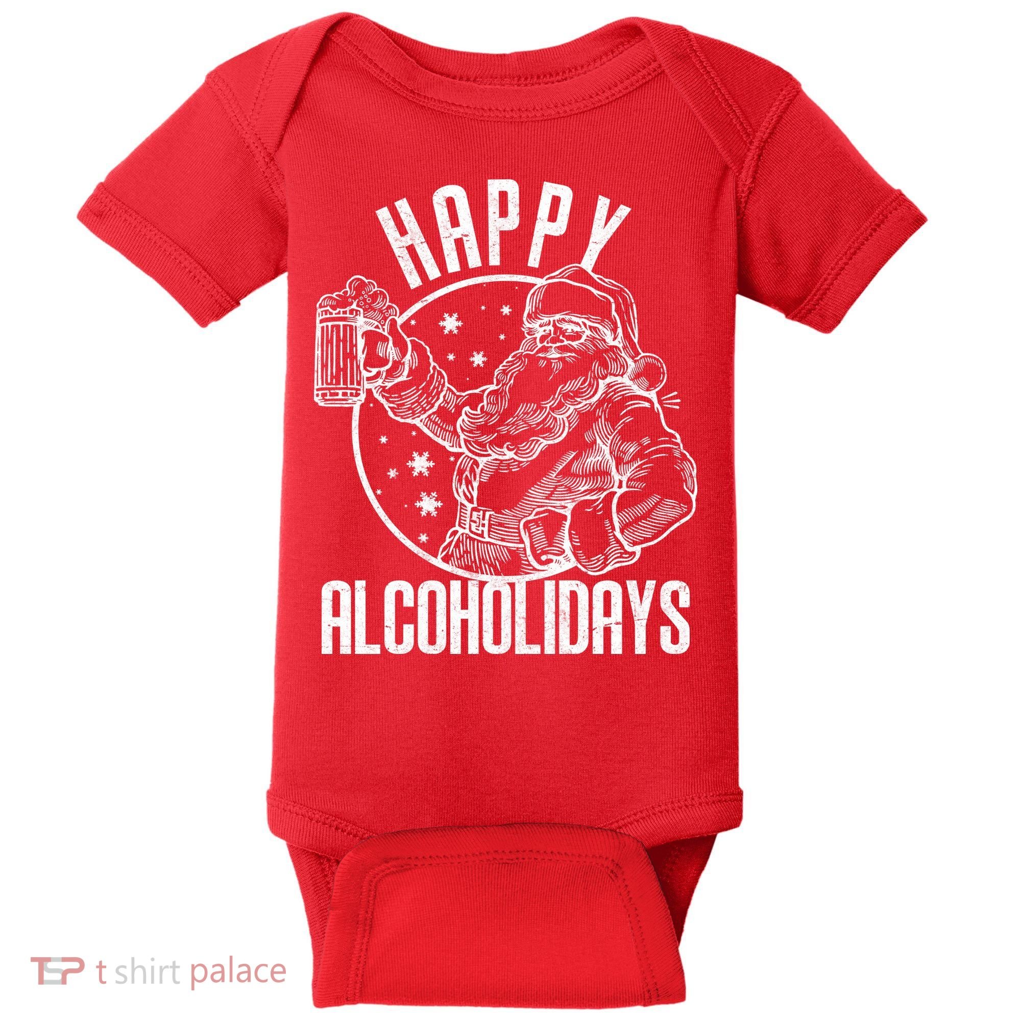 Happy Alcoholidays Christmas Santa Baby Bodysuit